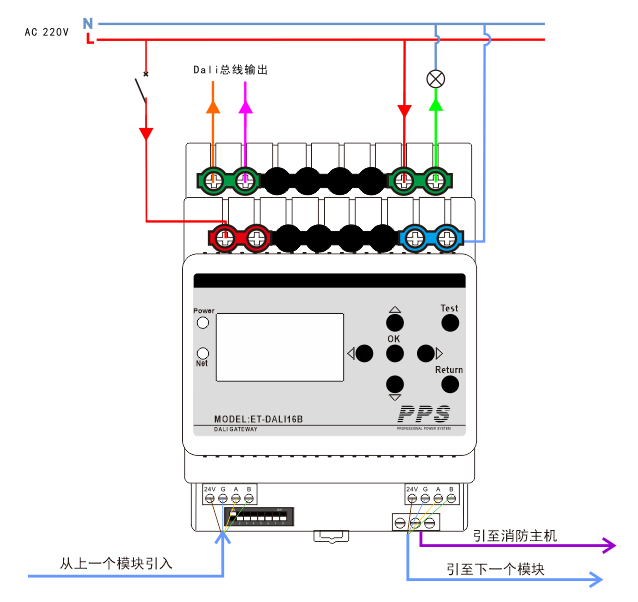 DALI調(diào)光調(diào)色控制模塊接線圖